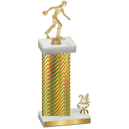 Accented Single Gold Carbon Fiber Year Bowling Trophy