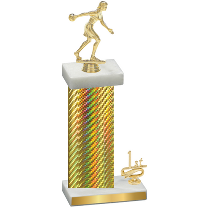 Accented Single Gold Carbon Fiber First Place Bowling Trophy