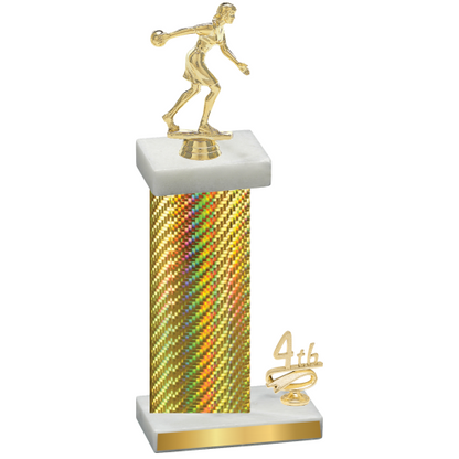 Accented Single Gold Carbon Fiber Fourth Place Bowling Trophy