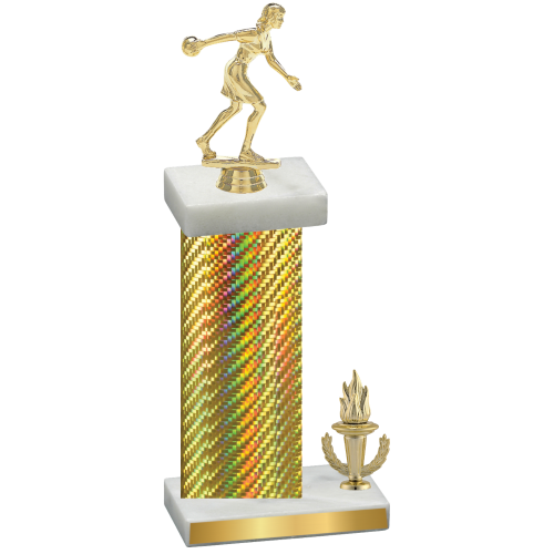 Accented Single Gold Carbon Fiber Victory Bowling Trophy