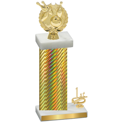 Accented Single Gold Carbon Fiber First Place Bowling Trophy