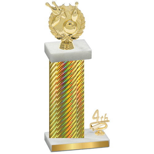 Accented Single Gold Carbon Fiber Fourth Place Bowling Trophy