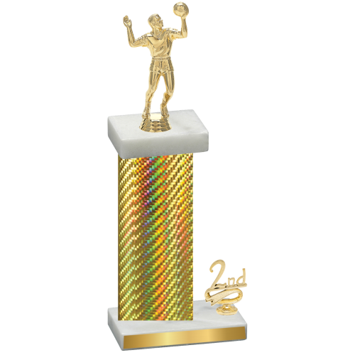 Accented Single Gold Carbon Fiber Second Place Volleyball Trophy