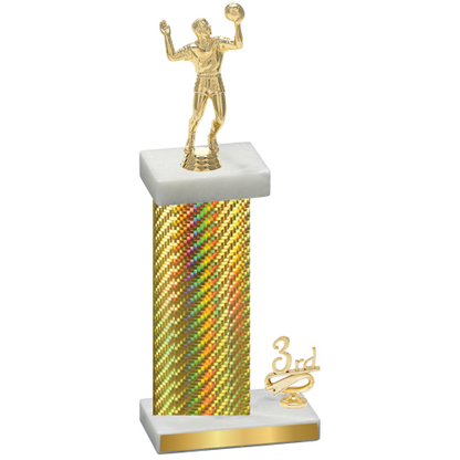 Accented Single Gold Carbon Fiber Third Place Volleyball Trophy