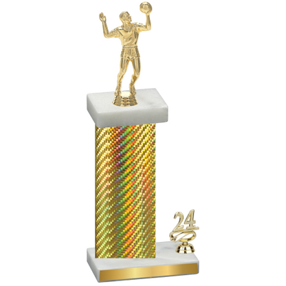 Accented Single Gold Carbon Fiber Year Volleyball Trophy