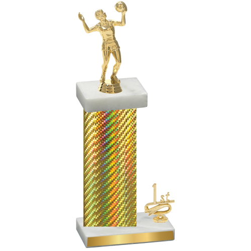 Accented Single Gold Carbon Fiber First Place Volleyball Trophy