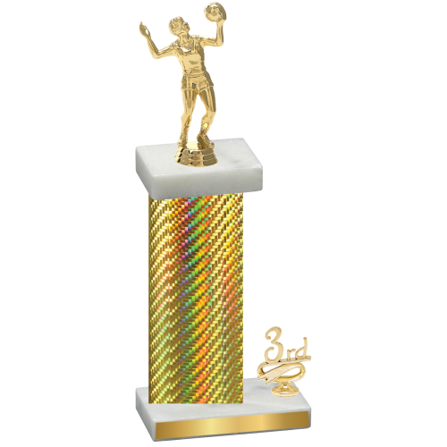 Accented Single Gold Carbon Fiber Third Place Volleyball Trophy