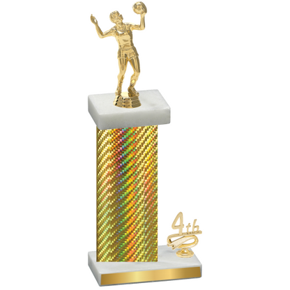 Accented Single Gold Carbon Fiber Fourth Place Volleyball Trophy