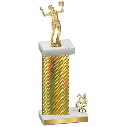 Accented Single Gold Carbon Fiber Year Volleyball Trophy