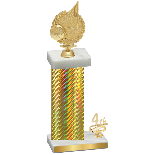 Accented Single Gold Carbon Fiber Fourth Place Volleyball Trophy