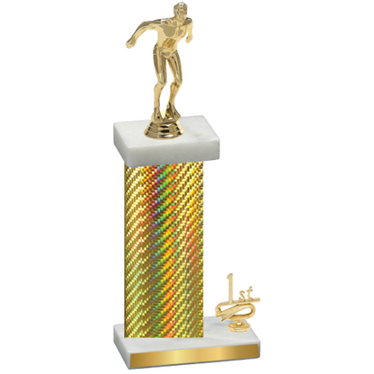 Accented Single Gold Carbon Fiber First Place Swimming Trophy