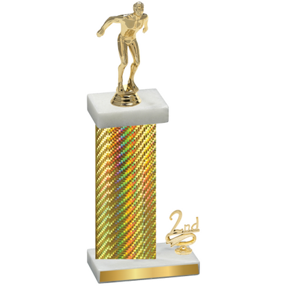 Accented Single Gold Carbon Fiber Second Place Swimming Trophy