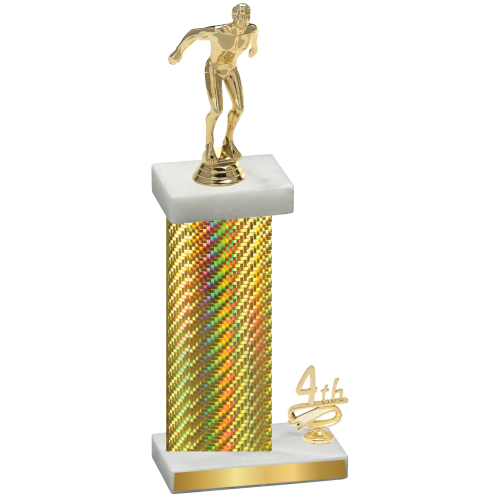 Accented Single Gold Carbon Fiber Fourth Place Swimming Trophy