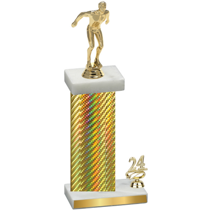 Accented Single Gold Carbon Fiber Year Swimming Trophy