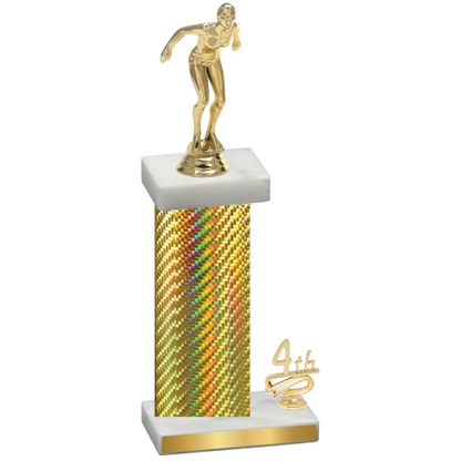 Accented Single Gold Carbon Fiber Fourth Place Tennis Trophy
