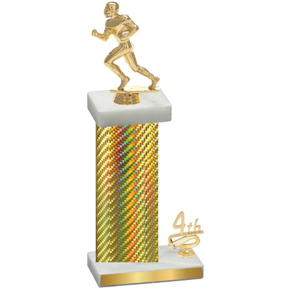 Accented Single Gold Carbon Fiber Fourth Place Football Trophy