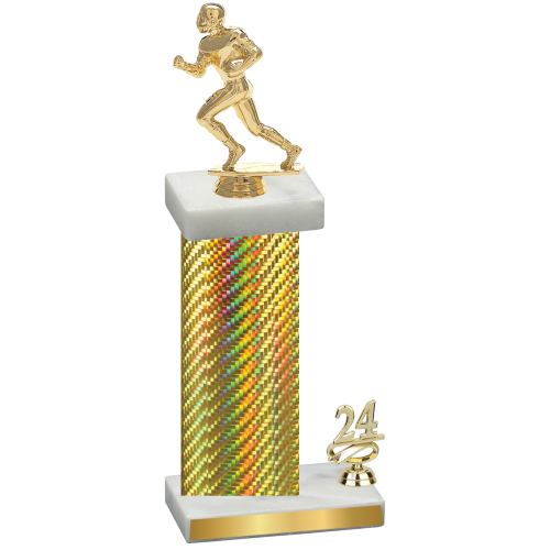 Accented Single Gold Carbon Fiber Year Football Trophy