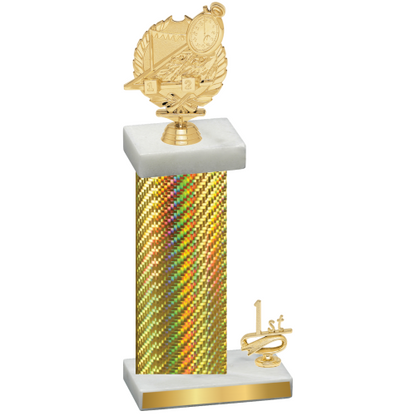 Accented Single Gold Carbon Fiber First Place Swimming Trophy