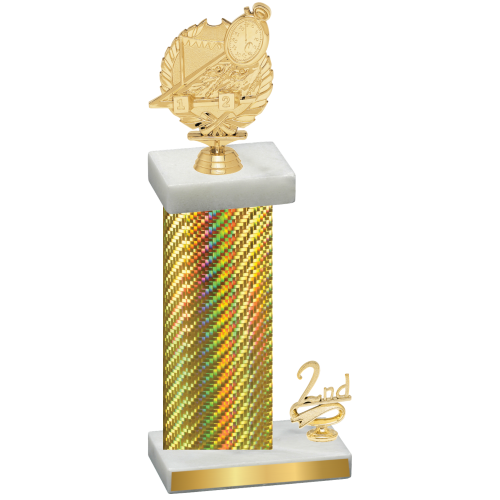 Accented Single Gold Carbon Fiber Second Place Swimming Trophy