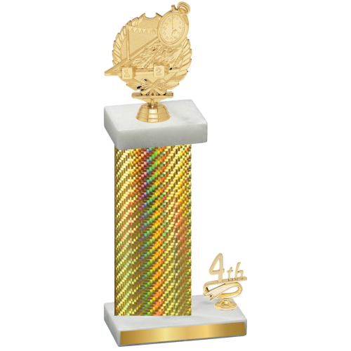 Accented Single Gold Carbon Fiber Fourth Place Swimming Trophy