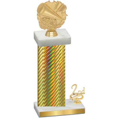 Accented Single Gold Carbon Fiber Second Place Cheerleading Trophy