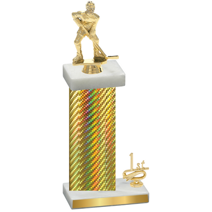 Accented Single Gold Carbon Fiber First Place Hockey Trophy