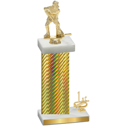 Accented Single Gold Carbon Fiber First Place Hockey Trophy