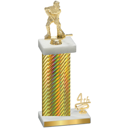 Accented Single Gold Carbon Fiber Fourth Place Hockey Trophy