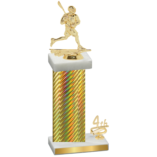 Accented Single Gold Carbon Fiber Fourth Place Lacrosse Trophy