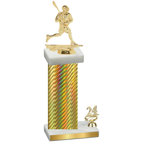 Accented Single Gold Carbon Fiber Year Lacrosse Trophy