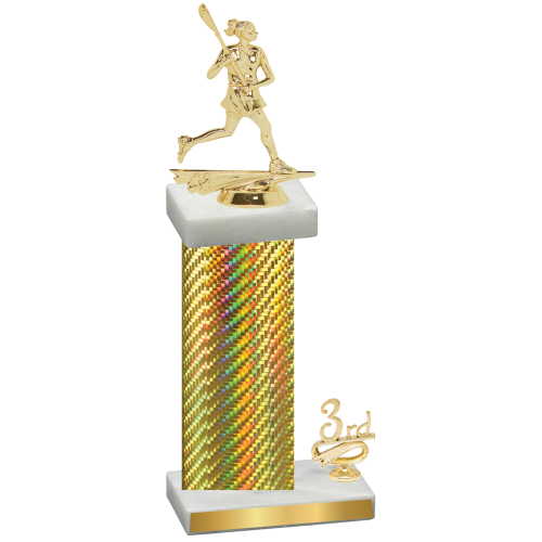 Accented Single Gold Carbon Fiber Third Place Lacrosse Trophy