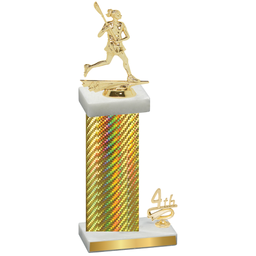 Accented Single Gold Carbon Fiber Fourth Place Lacrosse Trophy