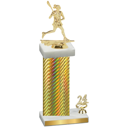 Accented Single Gold Carbon Fiber Year Lacrosse Trophy