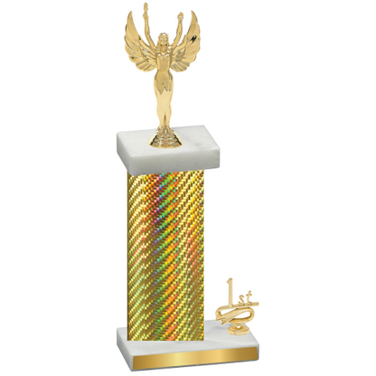 Accented Single Gold Carbon Fiber First Place Victory Trophy