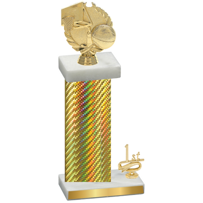 Accented Single Gold Carbon Fiber First Place Basketball Trophy