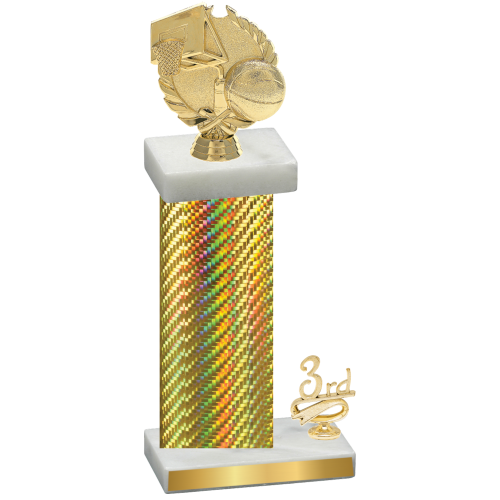 Accented Single Gold Carbon Fiber Third Place Basketball Trophy