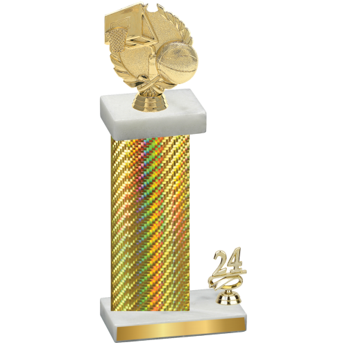 Accented Single Gold Carbon Fiber Year Basketball Trophy