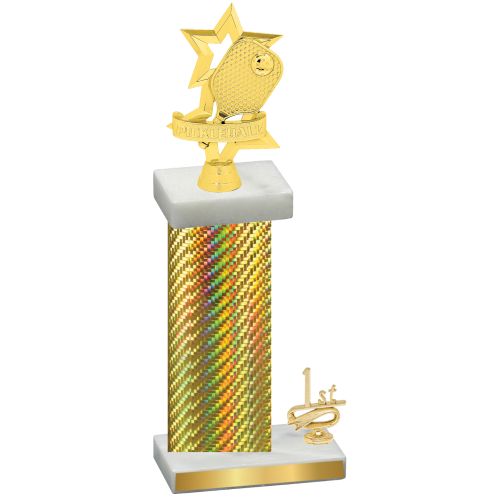 Accented Single Gold Carbon Fiber First Place Pickleball Trophy