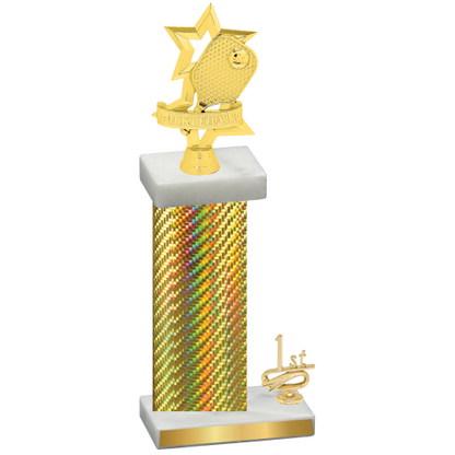 Accented Single Gold Carbon Fiber First Place Pickleball Trophy