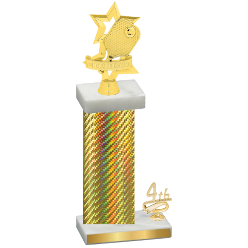 Accented Single Gold Carbon Fiber Fourth Place Pickleball Trophy