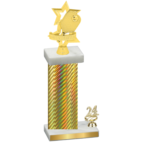 Accented Single Gold Carbon Fiber Year Pickleball Trophy