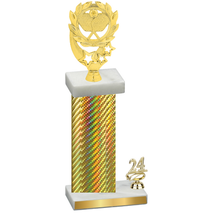 Accented Single Gold Carbon Fiber Year Pickleball Trophy