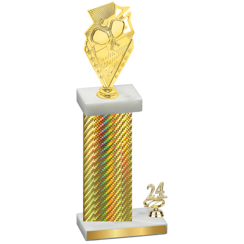 Accented Single Gold Carbon Fiber Year Pickleball Trophy