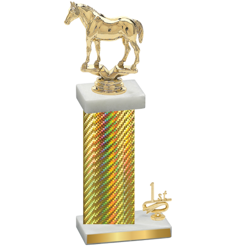 Accented Single Gold Carbon Fiber First Place Horses Trophy