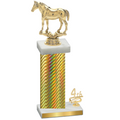 Accented Single Gold Carbon Fiber Fourth Place Horses Trophy