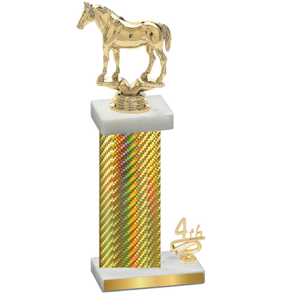 Accented Single Gold Carbon Fiber Fourth Place Horses Trophy