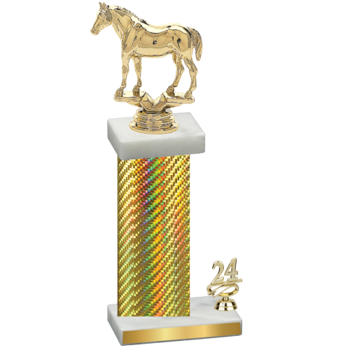 Accented Single Gold Carbon Fiber Year Horses Trophy