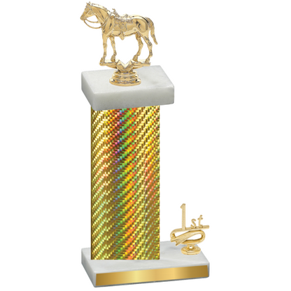 Accented Single Gold Carbon Fiber First Place Horses Trophy