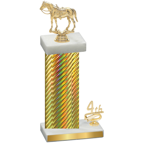 Accented Single Gold Carbon Fiber Fourth Place Horses Trophy