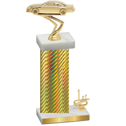 Accented Single Gold Carbon Fiber First Place Cars Trophy